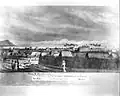 Grasshut palace of King Kamehameha III in Honolulu, 1826