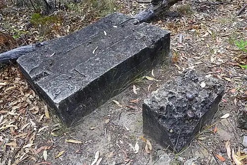 Remains of winding house base at the south end of the construction railway line.