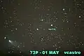 The B, G and R components of 73P, and Tau Coronae Borealis, May 1, 2006