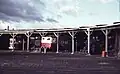 Locomotives stored in the roundhouse