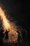 Pyrotechnics at work in Taguayabon parrandas.