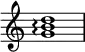 
{
\override Score.TimeSignature #'stencil = ##f
\relative c'' { 
  \clef treble 
  \time 4/4 
  <g b d>1\arpeggio
} }
