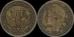 A picture of one Togolese Franc
