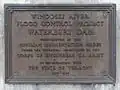 Plaque on the structure on top of the dam