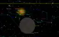 Simulated view of Solar System as seen from Leleākūhonua, showing the orbits of major planets and positions of other extreme Trans-Neptunian objects.