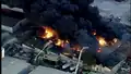 Aerial view of the firefighters trying to stop the fire in West Footscray
