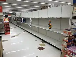 Panic buying at the Giant supermarket in Franklin Farm, Virginia, during the COVID-19 pandemic in March 2020
