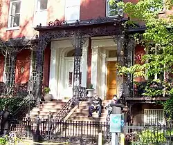 #3 & 4: Doorways of the Greek Revival townhouses, design attributed to Alexander Jackson Davis,[8] "one of America's most versatile 19th century architects"[134]