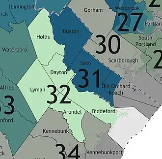 Map of Maine's 32nd State Senate district