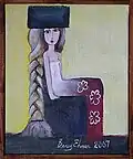 The girl with the pigtail, acrylic 22×27&nbsp;cm