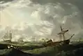 "Ship abandoned in abating storm"