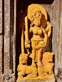 Durga on two lions, mid 7th-century
