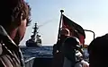 Transfer from Deutschland to Lütjens (D 185) in the Gulf of Sirte in August 1980