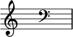 { \magnifyStaff #3/2 \omit Score.TimeSignature \key a \minor s2 \clef F \key a \minor s }