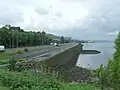 The A8 dual carriageway runs on land reclaimed from the Clyde in the east end of Port Glasgow