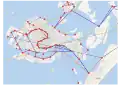 Map of the ACTV waterbus lines in Venice.