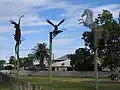 Art work in town park on Bridge Street (2021)