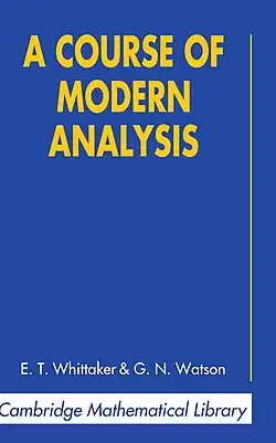Plain blue book cover with title, author, and a white ribbon along the bottom stating "Cambridge Mathematical Library".