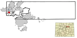 Location of the Sherrelwood CDP in Adams County, Colorado.