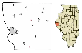 Location of Plainville in Adams County, Illinois.