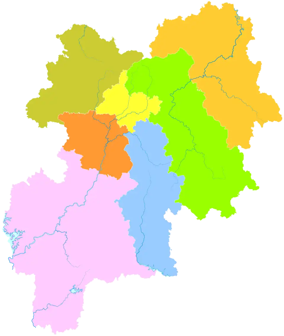 Rong County is the northeasternmost division on this map of Yulin
