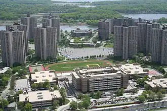 Aerial view of Co-op City, which was built on the site of Freedomland's parking lot