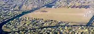 Aerial view of Jelaiah, looking west