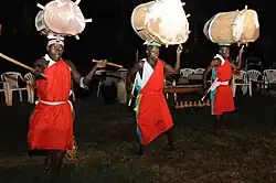 Drummers with drums on their head