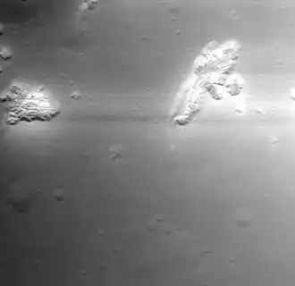 Close-up of some of the small hollows in the image to the left. Image is about 2&nbsp;km wide.