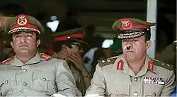 President Ibrahim bin Muhammad al-Hamdi al-Sarihi (left) with Ahmed bin Hussein al-Ghashmi al-Hashidi who assumed the presidency The country after the assassination of Al-Hamdi
