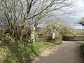 Fig. b7: a cross carved onto a standing stone next to the lane from Treloquithack to Brill[56]