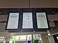 Passenger Information Displays showing Interchange Connections as well as information about the RISING Trackwork concert