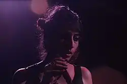Aftab performing at (Le) Poisson Rouge in New York, 2014. The photo was used as the cover for her album Vulture Prince.