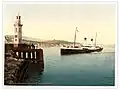 Postcard showing 'Arrival of Boulogne boat'