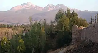 Arshaq Castle with Mt. Sabalan