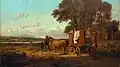163. Carlo Mancini, Buoi aggiogati al carro sulle rive del Lago di Annone, 1857