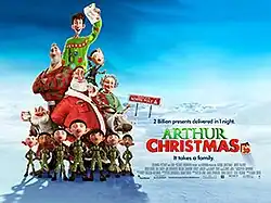 The film's various characters stand in an empty North Pole landscape.