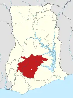 Location of Ashanti Region in Ghana
