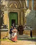 At the exit of the Church