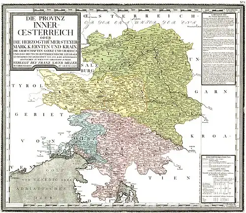 Carinthia (yellow) within Inner Austria, c. 1790