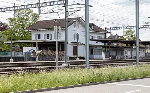 Two-story station building