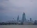 Bahrain World Trade Center and Bahrain Financial Harbour under construction in 2006