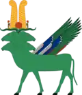 Banebdjedet as a four-headed ram with wings and a dual-feathers crown