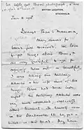 First page of letter, Bertha Phillpotts to her parents, 1918