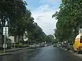 On a road leading to the centre of town
