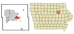Location of Evansdale, Iowa