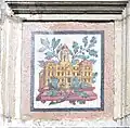 Mosaic representing the City Hall in the park of the Musée des Beaux-Arts de Lyon