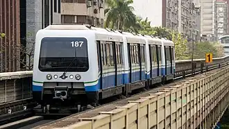 Top: High-capacity Taipei Metro train Bottom: Medium-capacity Taipei Metro Train