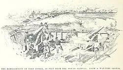 The bombardment as seen from the "mound battery" at the south end of the fort