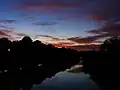 Sunset scene on the Wye between Llanelwedd and Builth&nbsp;Wells